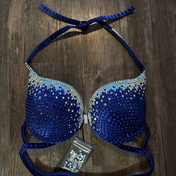 New NPC Royal Blue Rhinestone Bikini Never Worn - Picture 3 of 8
